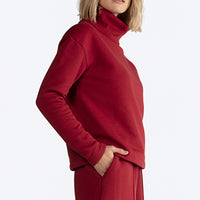 Blusa Moletom Felpa Gola Rolê Feminina - Marsala