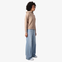 Blusão Moletom Flanelado Capuz Feminino - Bege Camel