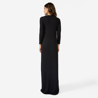 Vestido Longo Canelado Viscose - Preto