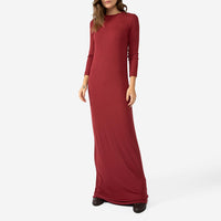 Vestido Longo Canelado Viscose - Marsala