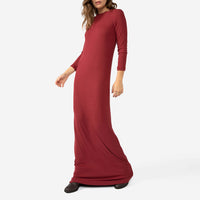 Vestido Longo Canelado Viscose - Marsala