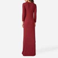 Vestido Longo Canelado Viscose - Marsala