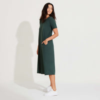 T-Shirt Dress Midi Algodão Premium | Everyday Collection - Verde Cedro