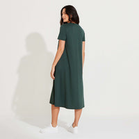 T-Shirt Dress Midi Algodão Premium | Everyday Collection - Verde Cedro