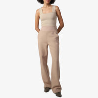 Calça Reta Moletom Flanelado Feminina - Bege Camel