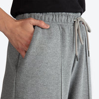 Calça Wide Leg Moletom Felpa Feminina - Mescla Escuro
