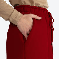Calça Wide Leg Moletom Felpa Feminina - Marsala