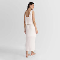 Saia Midi com Fenda Viscose - Branco