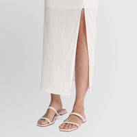 Saia Midi com Fenda Viscose - Branco