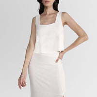 Top Cropped Decote Quadrado Viscose Feminino - Branco