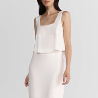 Top Cropped Decote Quadrado Viscose Feminino - Branco