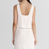 Top Cropped Decote Quadrado Viscose Feminino - Branco