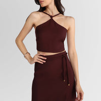 Top Cropped Detalhe Nó - Vermelho Vinho