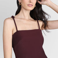 Vestido Midi Alças Nó - Vermelho Vinho