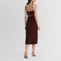 Saia Midi Cinto Nó - Vermelho Vinho