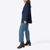 Blazer Linho com Viscose Amplo Feminino - Azul Marinho