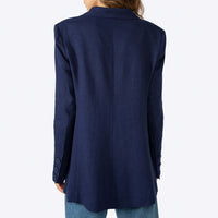Blazer Linho com Viscose Amplo Feminino - Azul Marinho