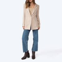 Blazer Linho com Viscose Amplo Feminino - Bege