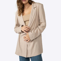 Blazer Linho com Viscose Amplo Feminino - Bege