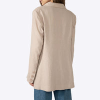 Blazer Linho com Viscose Amplo Feminino - Bege