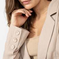 Blazer Linho com Viscose Amplo Feminino - Bege