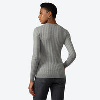 Suéter Canelado Visco Seda Feminino - Mescla Claro