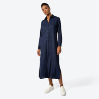 Chemise Midi Linho com Viscose - Azul Marinho