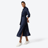 Chemise Midi Linho com Viscose - Azul Marinho