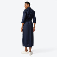 Chemise Midi Linho com Viscose - Azul Marinho