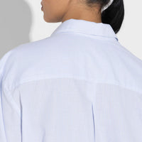 Camisa Listras Ampla Feminina - Listra Azul Claro E Branco