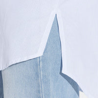 Camisa Listras Ampla Feminina - Listra Azul Claro E Branco