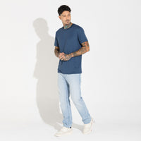 Camiseta Pima Punho Masculina | Life Collection - Azul Carbono