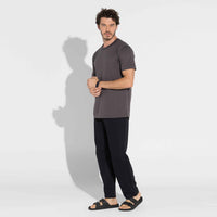 Camiseta Pima Punho Masculina | Life Collection - Cinza Carvão