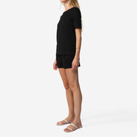 Blusa Malha Estruturada Decote Canoa Feminina - Preto