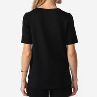 Blusa Malha Estruturada Decote Canoa Feminina - Preto