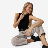 Regata Canelada Viscose Gola Alta Feminina - Preto