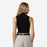 Regata Canelada Viscose Gola Alta Feminina - Preto