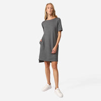 Vestido Curto Malha Estruturada T-Shirt - Mescla Escuro