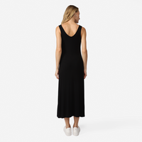 Vestido Midi Canelado Viscose Reto - Preto
