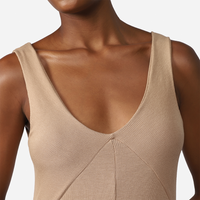 Vestido Midi Canelado Viscose Reto - Bege Pastel