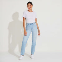 Calça Jeans Reta Feminina - Azul Jeans Claro