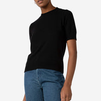 Blusa Tricot Manga Curta Feminina - Preto