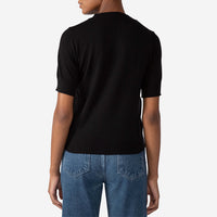 Blusa Tricot Manga Curta Feminina - Preto
