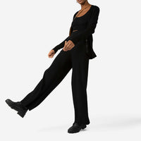 Calça Tricot Canelado Feminina - Preto