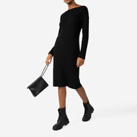 Vestido Tricot Midi Manga Longa - Preto