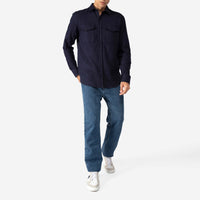Camisa Algodão Flanelado 2 Bolsos Masculina - Azul Marinho