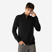 Blusa Tricot 1/2 Vista com Zíper Masculina - Preto