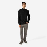 Blusa Tricot 1/2 Vista com Zíper Masculina - Preto