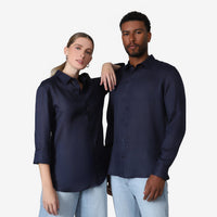 Camisa Linho Manga Longa - Azul Marinho