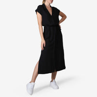 Chemise Midi Manga Curta - Preto